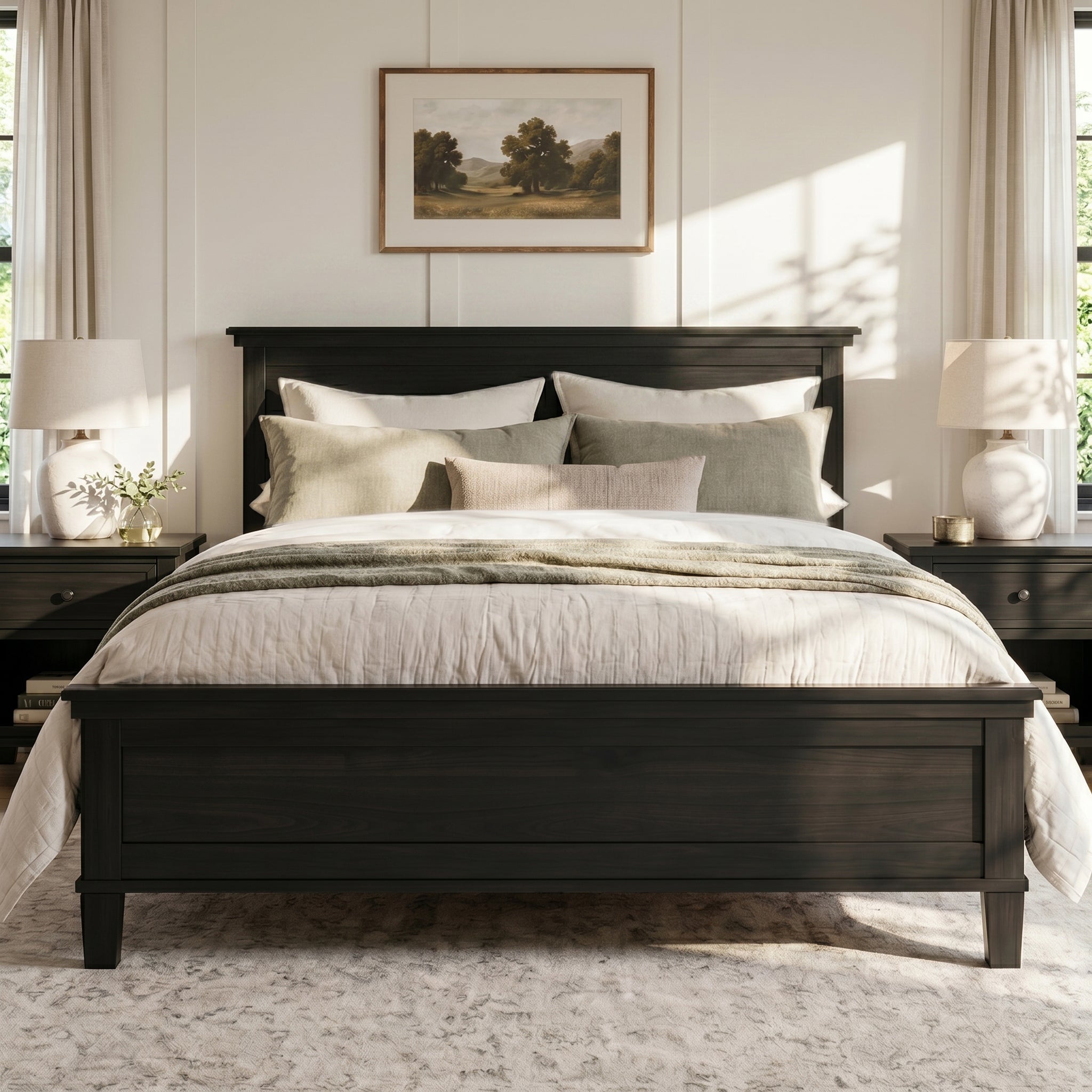 Mid-Century Modern Wood Platform Bed, Queen Size by HouseOfZazla