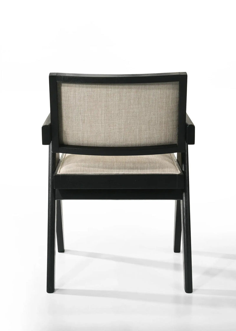 Jasper - Dining Arm Chairs With Upholstered Seat (Set of 2) - Ebony Black / Beige by Unique Piece Furniture