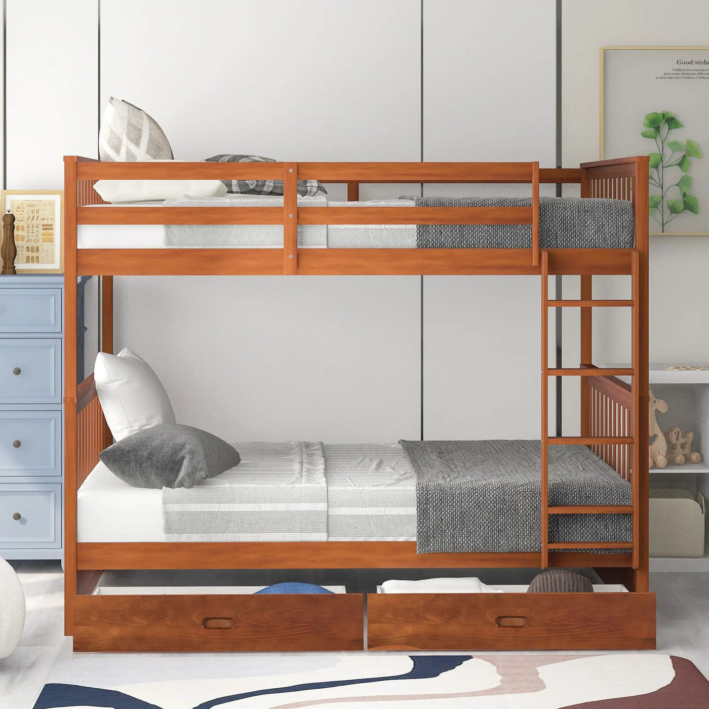 Bunk Bed With Ladders And 2 Storage Drawers by Unique Piece Furniture
