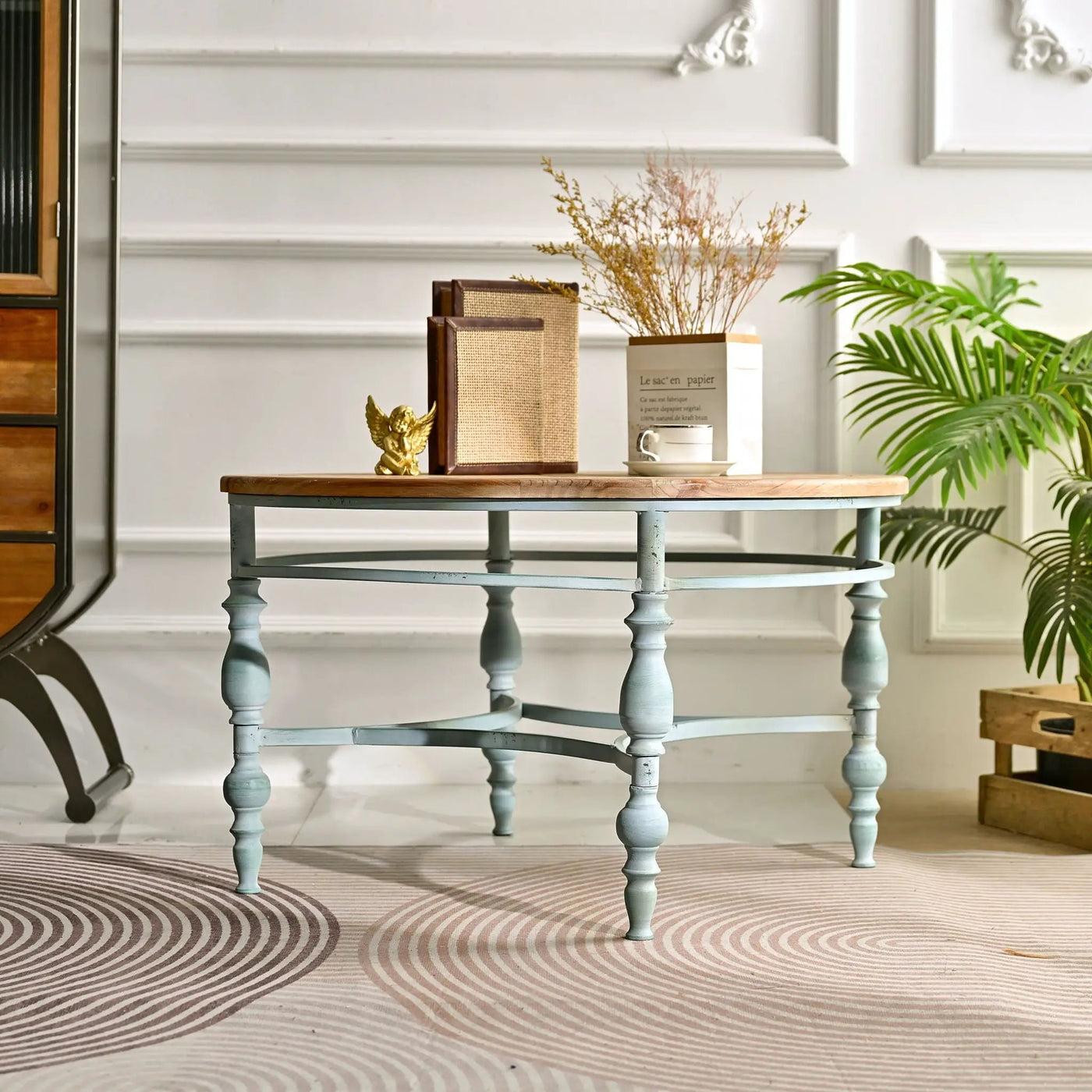 Round Top Carved Table For Living Room by HouseOfZazla