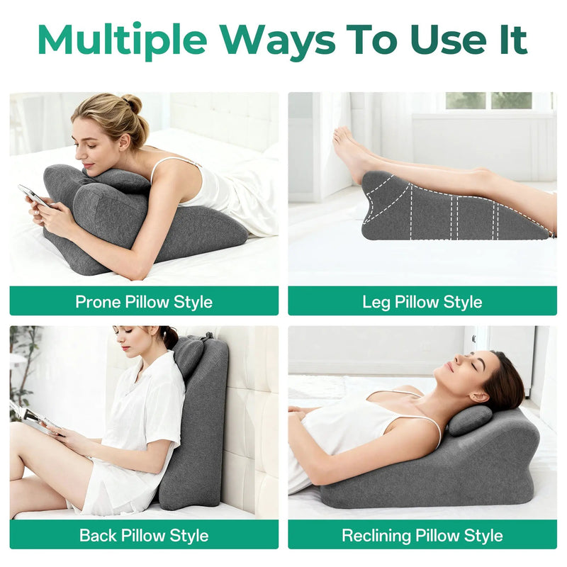 Ergonomic Spinal Posture Support & Multi-Functional Bed Pillow - Grey by HouseOfZazla