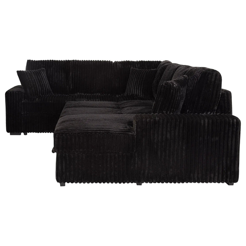 Devonshire Sleeper Sectional Sofa Storage Chaise Black by Unique Piece Furniture