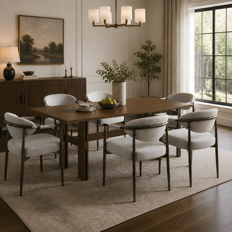 7 Pieces Modern Oval Dining Set, Rustic Farmhouse Solid Wood Kitchen Table Set for 6 by HouseOfZazla