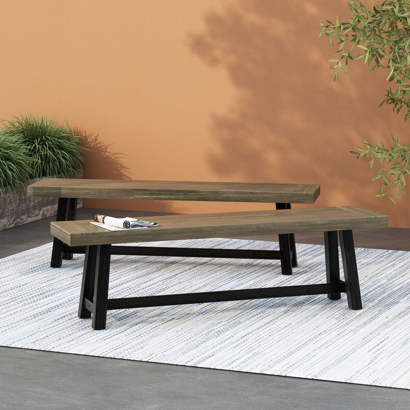 Cloud Outdoor Bench With Acacia Wood Frame And Slat Panel Design by HouseOfZazla