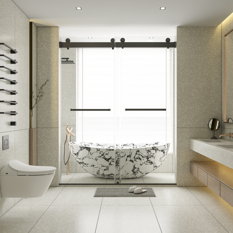 56-60"W x 76"H Frameless Double Sliding Soft-Close Shower Door by HouseOfZazla