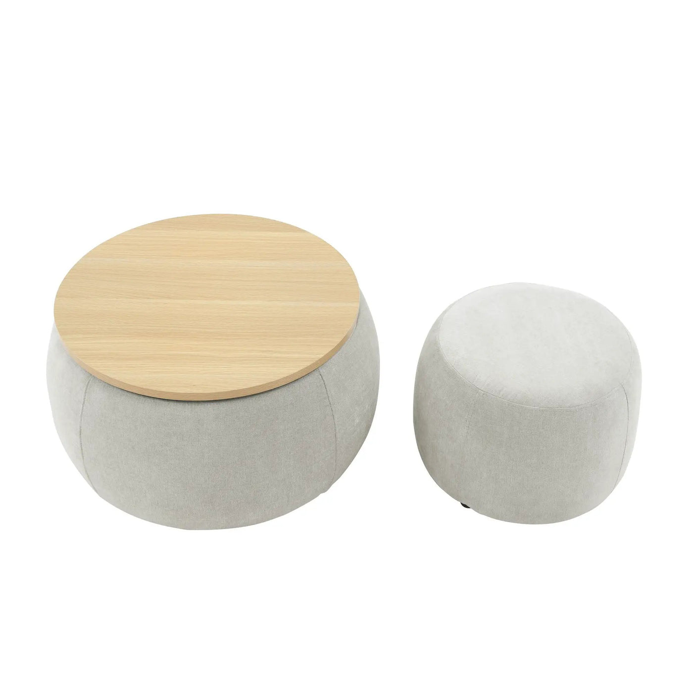 Round Storage Ottoman, 2 In 1 Function, End Table And Ottoman by HouseOfZazla