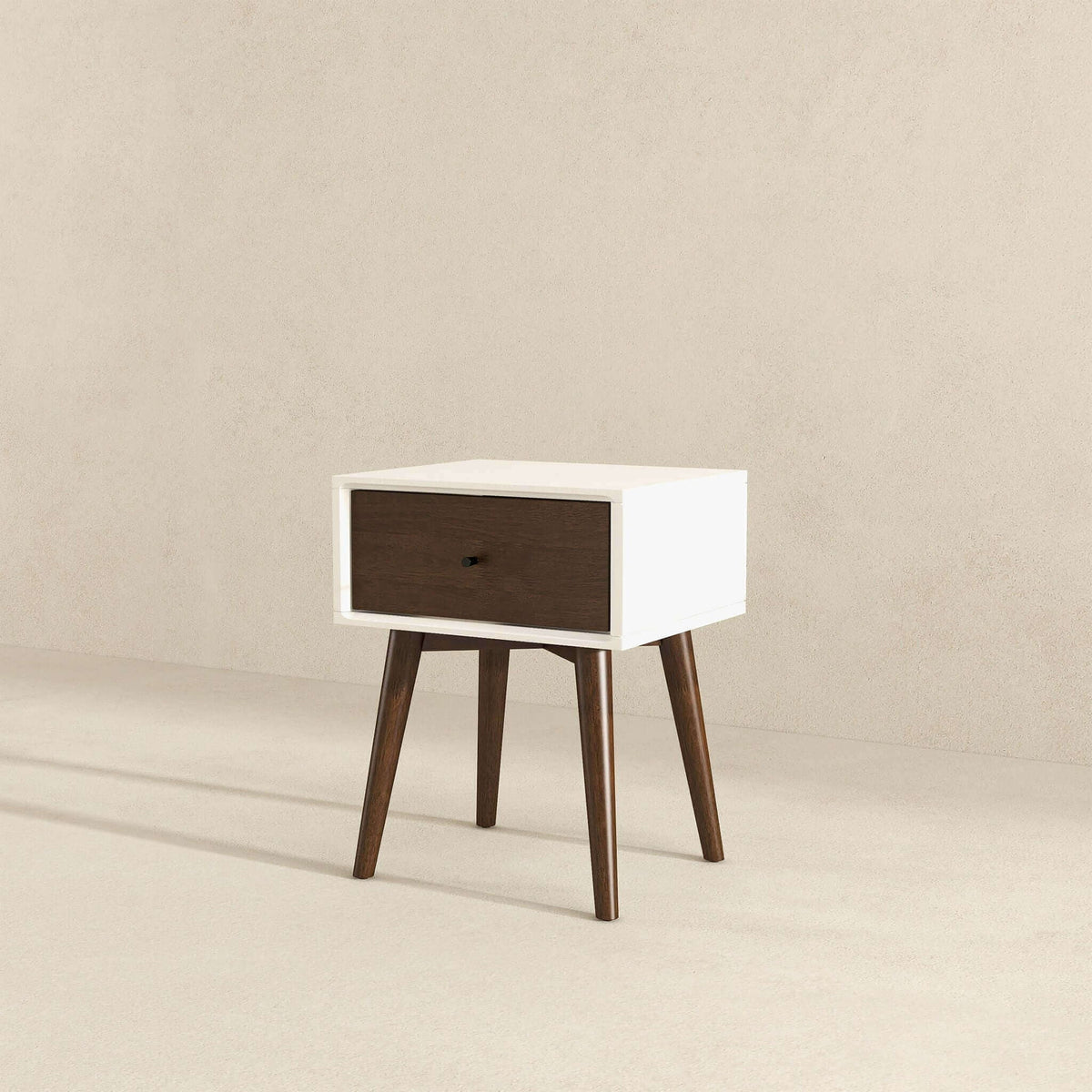 Modern Design Night Stand with Solid Wood Construction - Dark Brown or White, photo 5 of 19