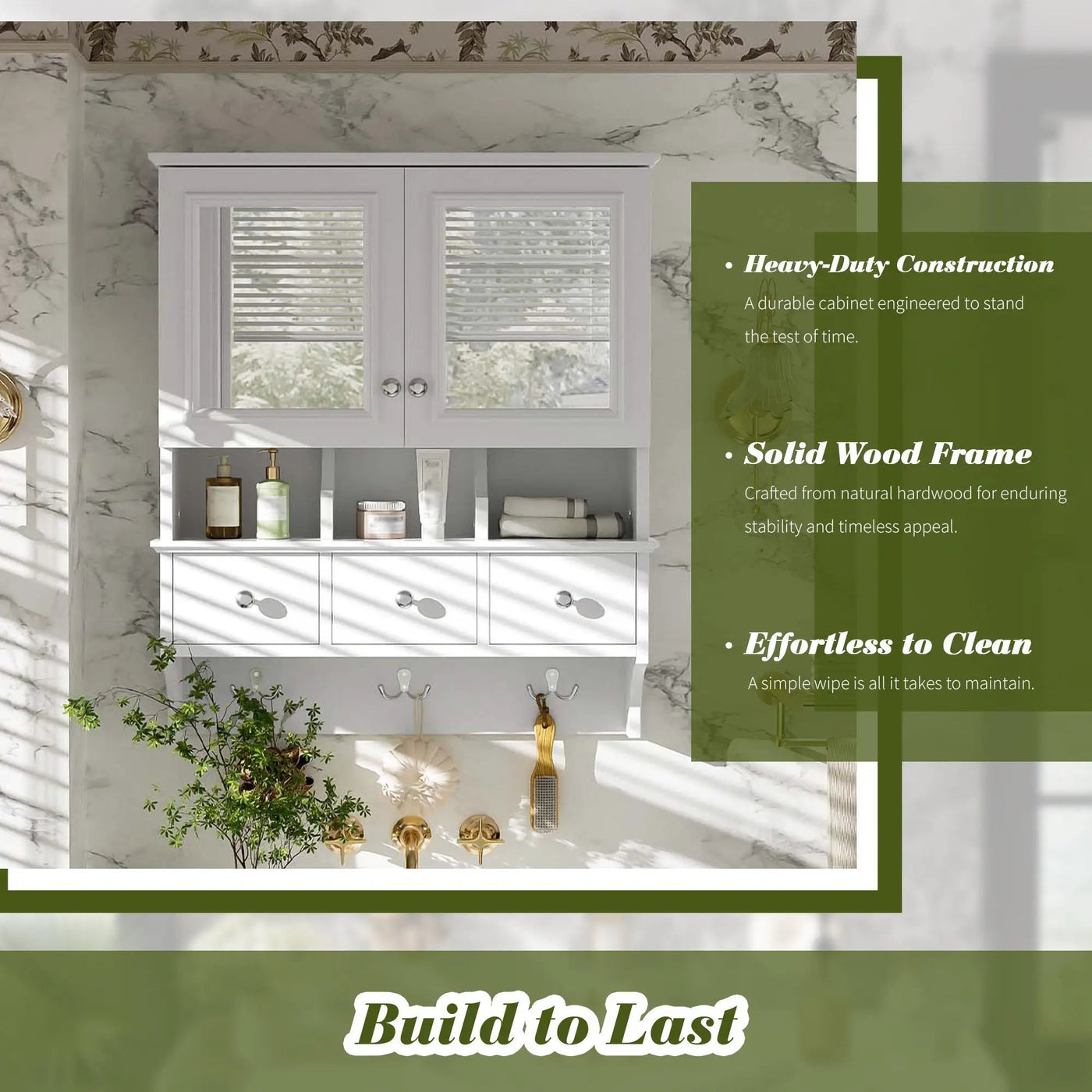 Modern Bathroom Mirror Cabinet With Drawers, Organizer Hooks, And High-Definition Mirrors by HouseOfZazla