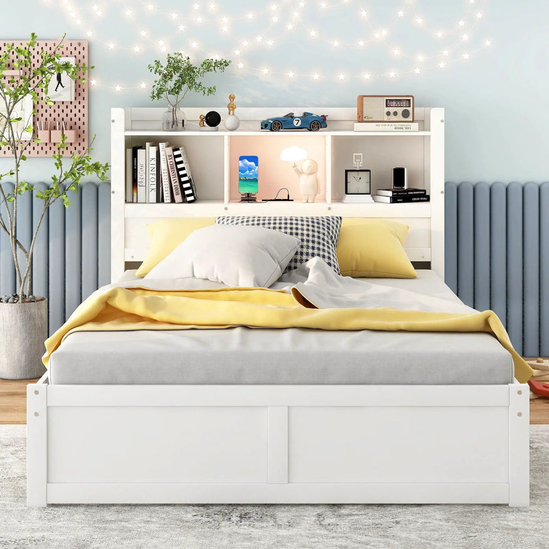 Storage Platform Bed With Pull Out Shelves, Trundle, And 2 Drawers by Unique Piece Furniture