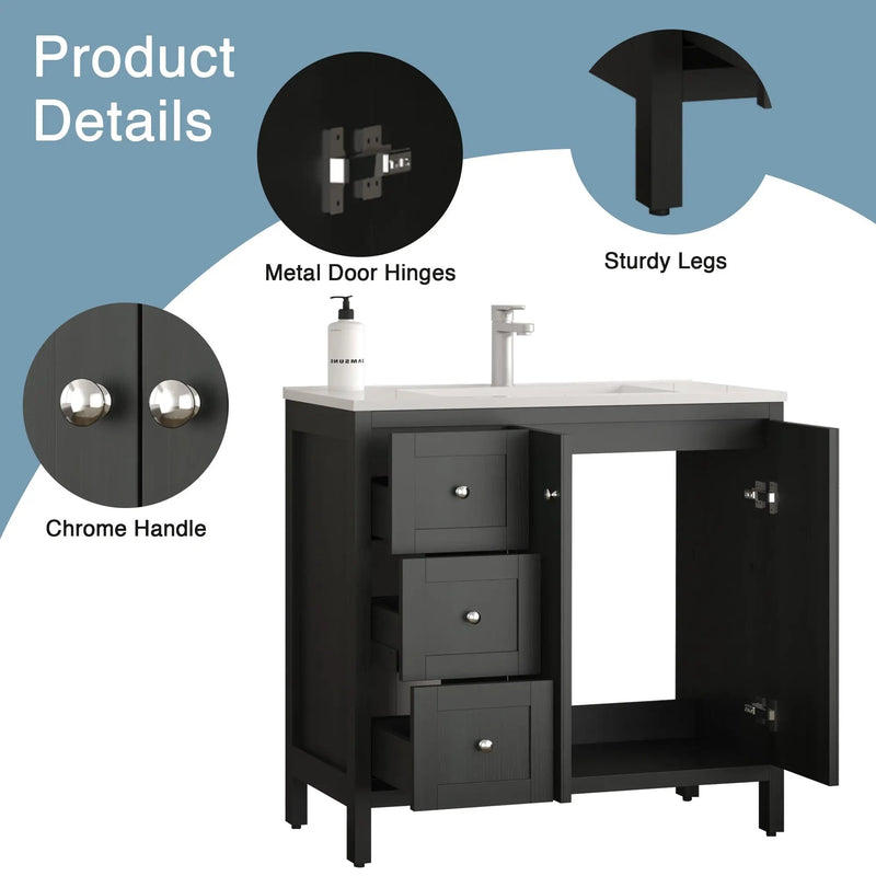 35.5" Modern Bathroom Vanity with Basin by HouseOfZazla