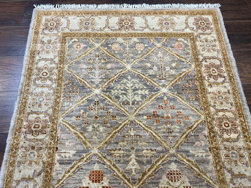 Pakistani Peshawar Rug 3.6 x 5, Safavieh Wool Handmade Hand Knotted Vintage Rug, Panel Design Oriental Carpet, Pair C by Jewel Rugs