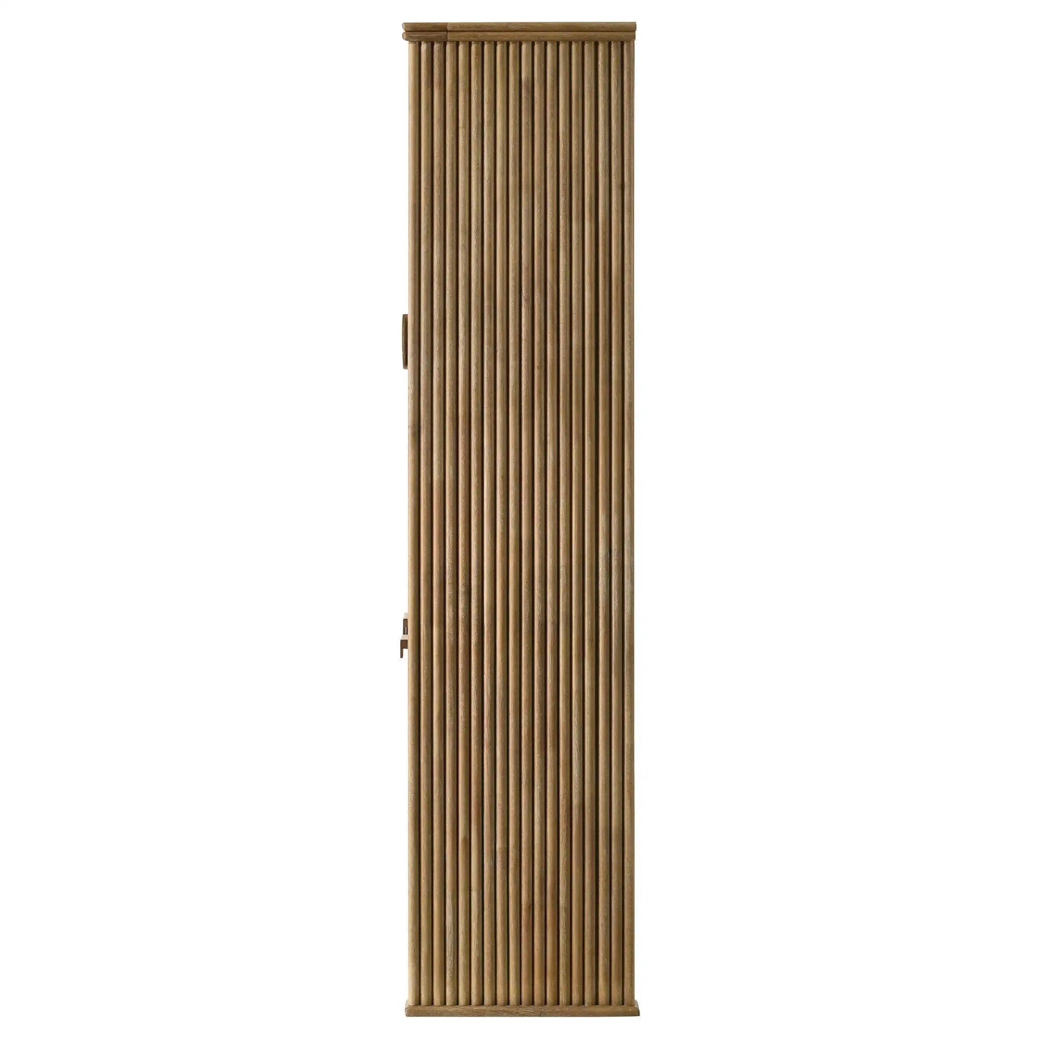 Adina 77-inch Tall Display Cabinet Distressed Light Brown by Unique Piece Furniture