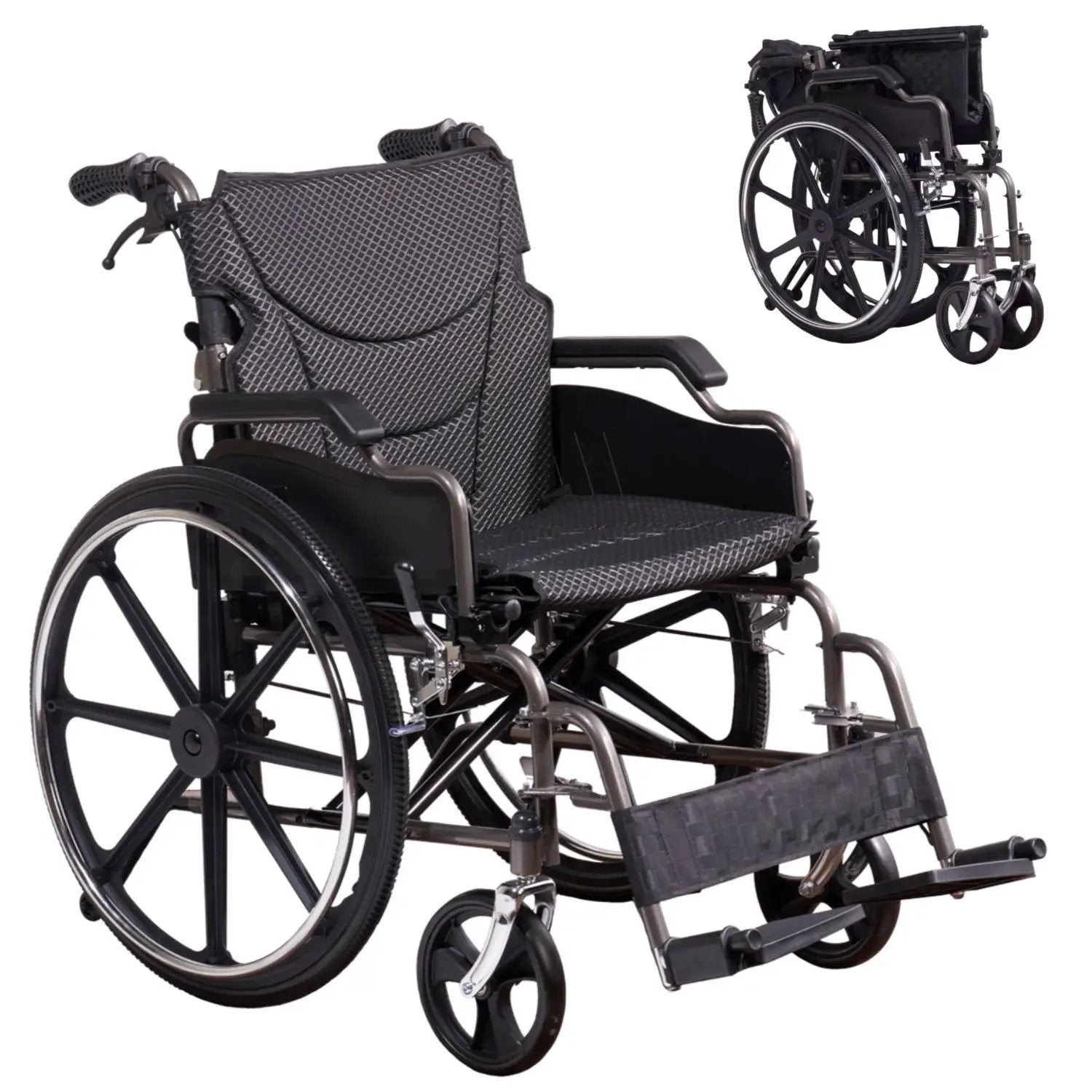 Lightweight Foldable Manual Wheelchair for Adults with Double Brakes by HouseOfZazla