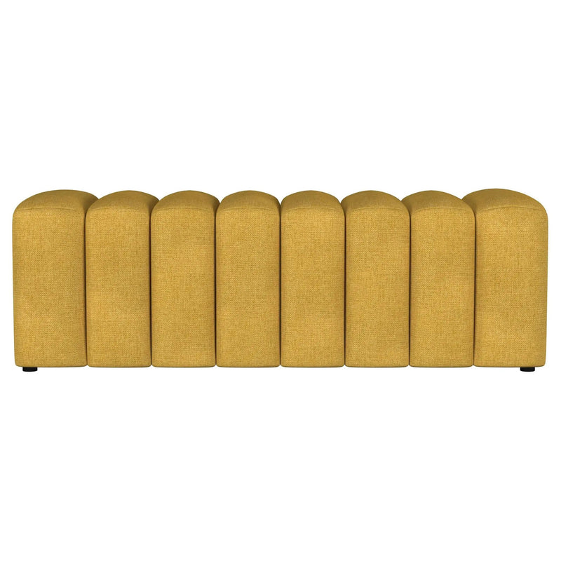 Summer Fabric Upholstered Tufted Accent Bench Mustard Yellow by Unique Piece Furniture