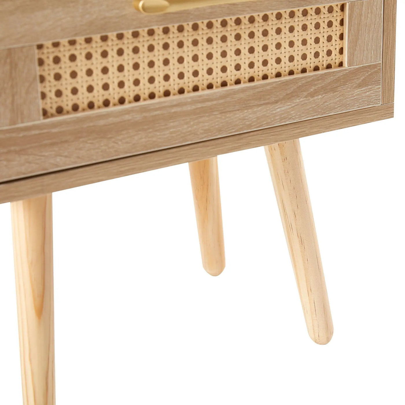 15.75" Rattan End Table With Drawer And Solid Wood Legs, Modern Nightstand, Side Table For Living Room, Bedroom by HouseOfZazla