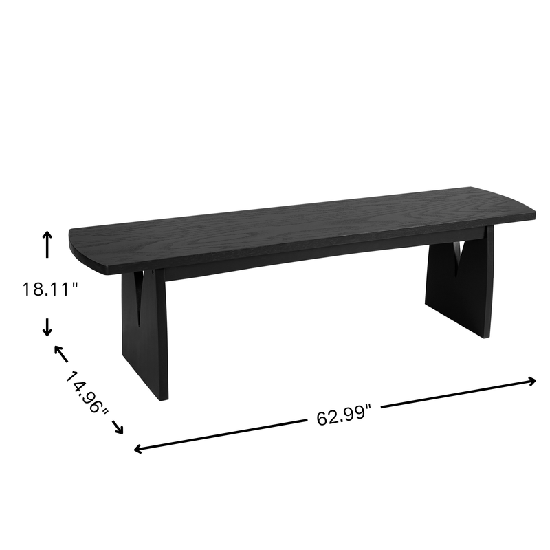 Black Modern Dining Bench, photo 3 of 10