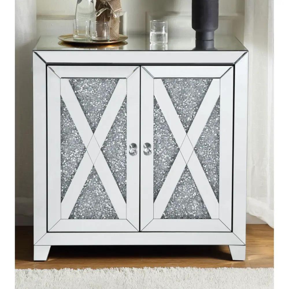 Noralie - 2 Door Console Cabinet - Mirrored & Faux Diamonds by Unique Piece Furniture