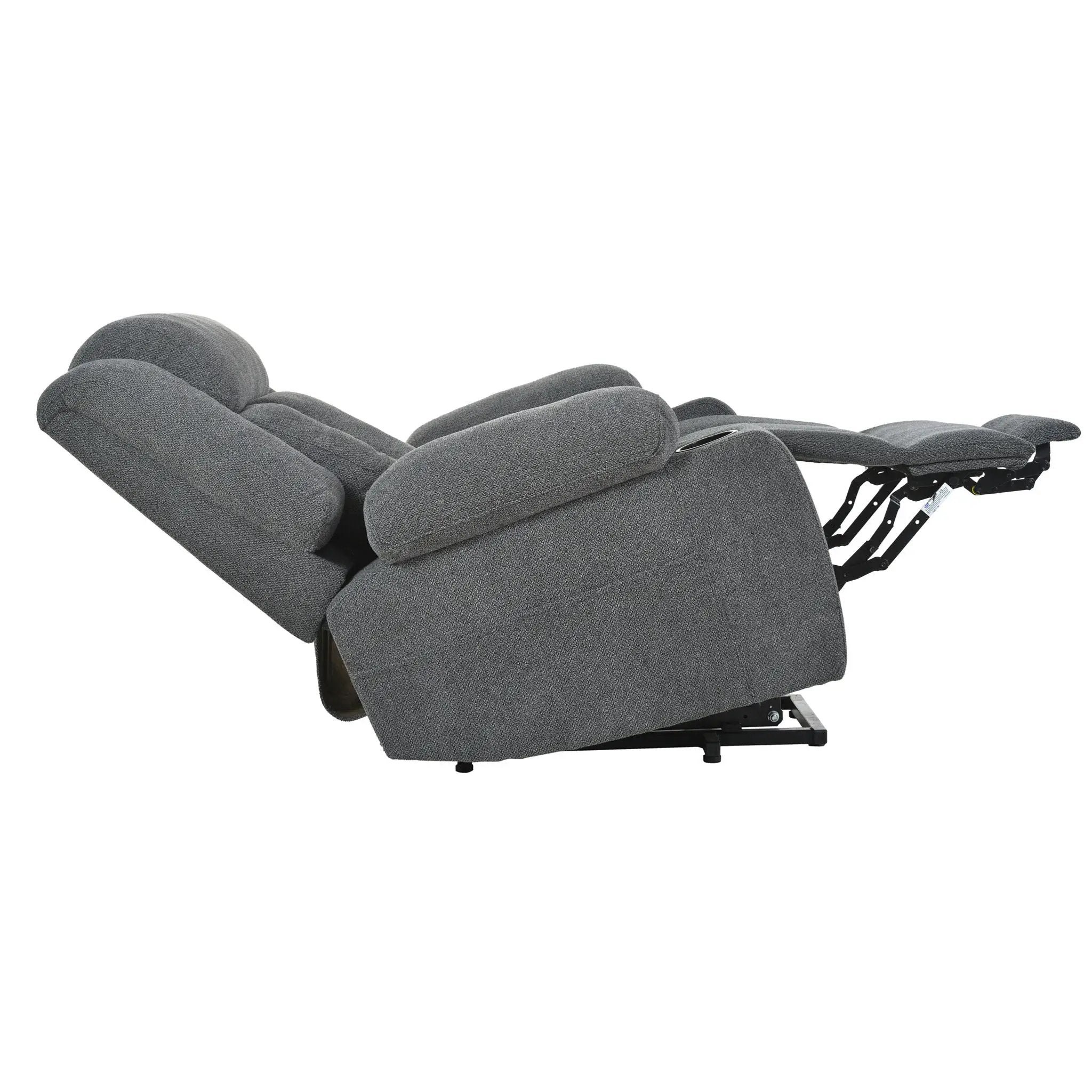 Power Lift Recliner Chair With Extended Footrest, Remote Control, Cup Holders, And Side Pockets by HouseOfZazla