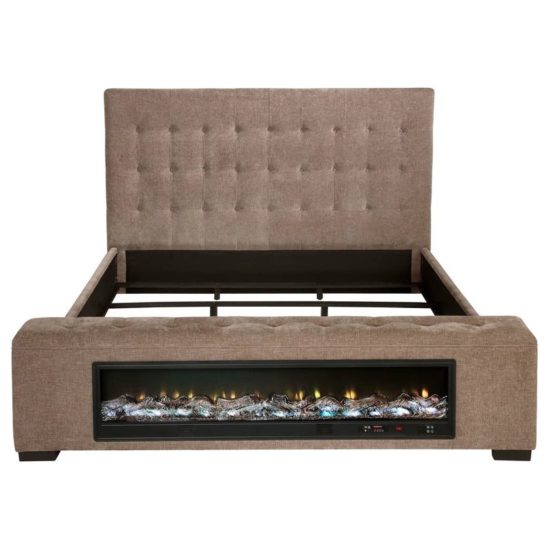 Senna Upholstered Queen Audio Flame Visualizer Bed Brown by Unique Piece Furniture