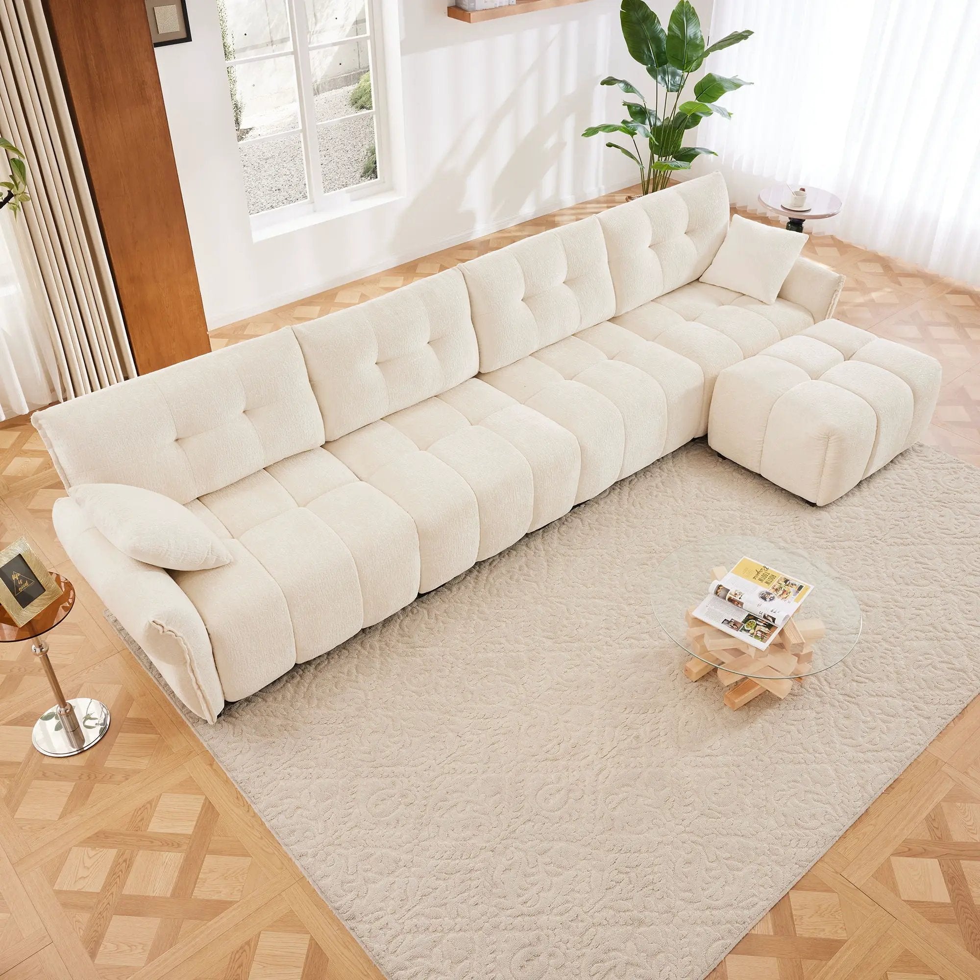Sofa Set With Ottoman And Pillows, Textured, High Resilience Cushions by Unique Piece Furniture