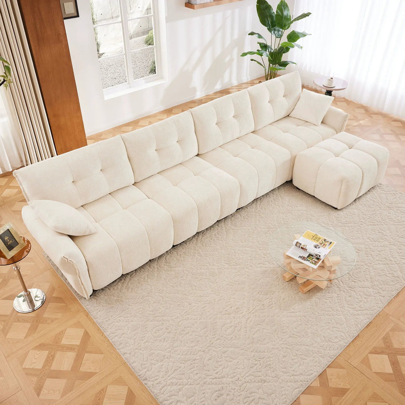 Sofa Set With Ottoman And Pillows, Textured, High Resilience Cushions by HouseOfZazla