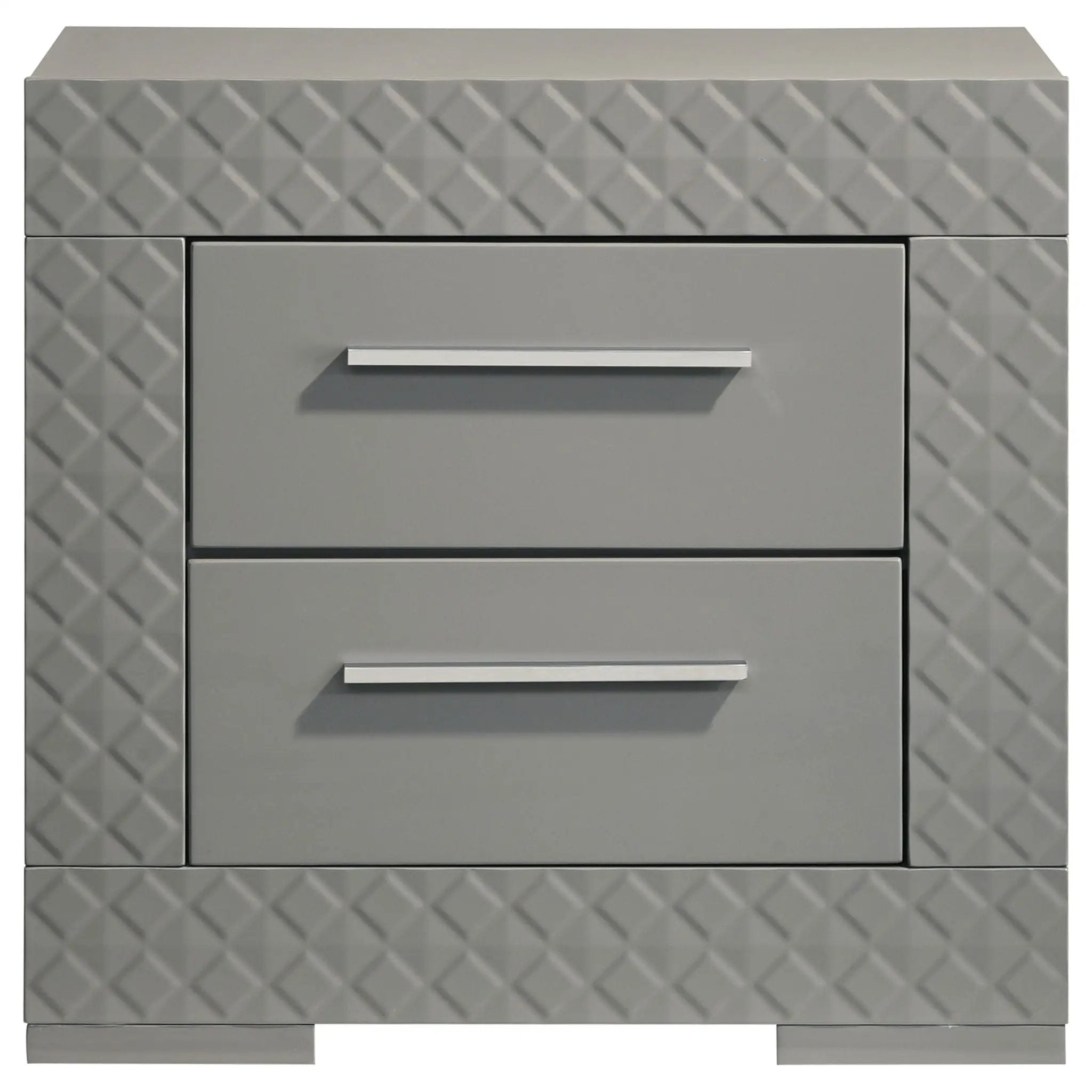 Ives 2-drawer Nightstand Bedside Table Grey High Gloss by Unique Piece Furniture