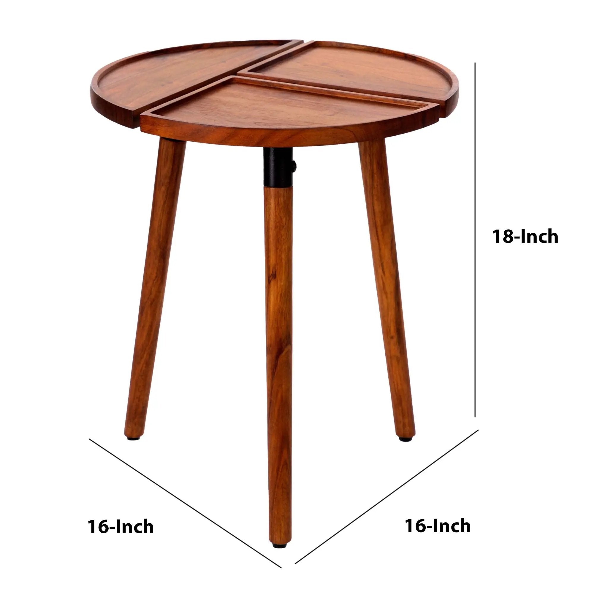 Round Acacia Wood Side Accent Table by BLAKHOM