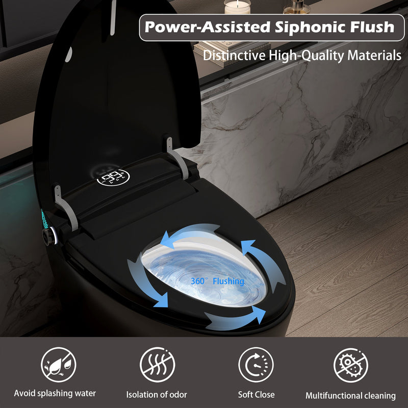 Smart Toilet with Bidet Built-in, Heated Seat, Warm Water & Remote Control by HouseOfZazla