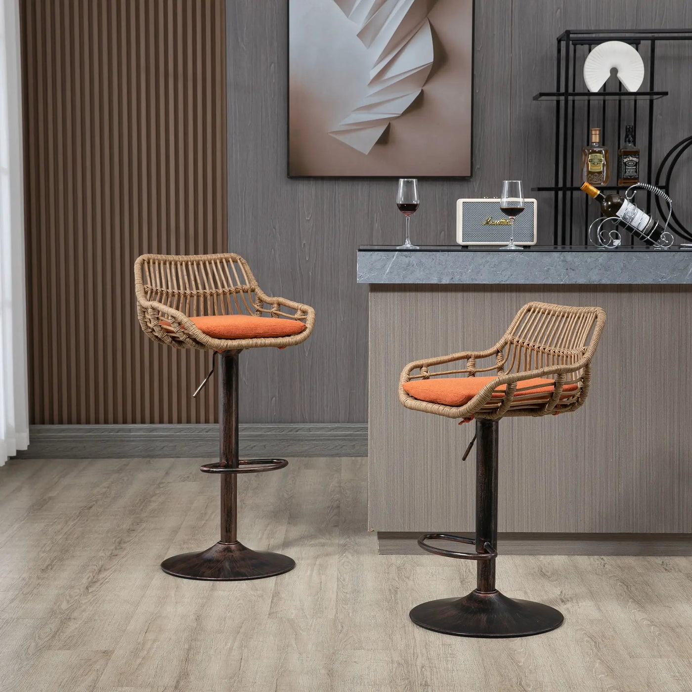 Modern Swivel Bar Stools Adjustable Counter Chairs With Footrest (Set of 2) by HouseOfZazla
