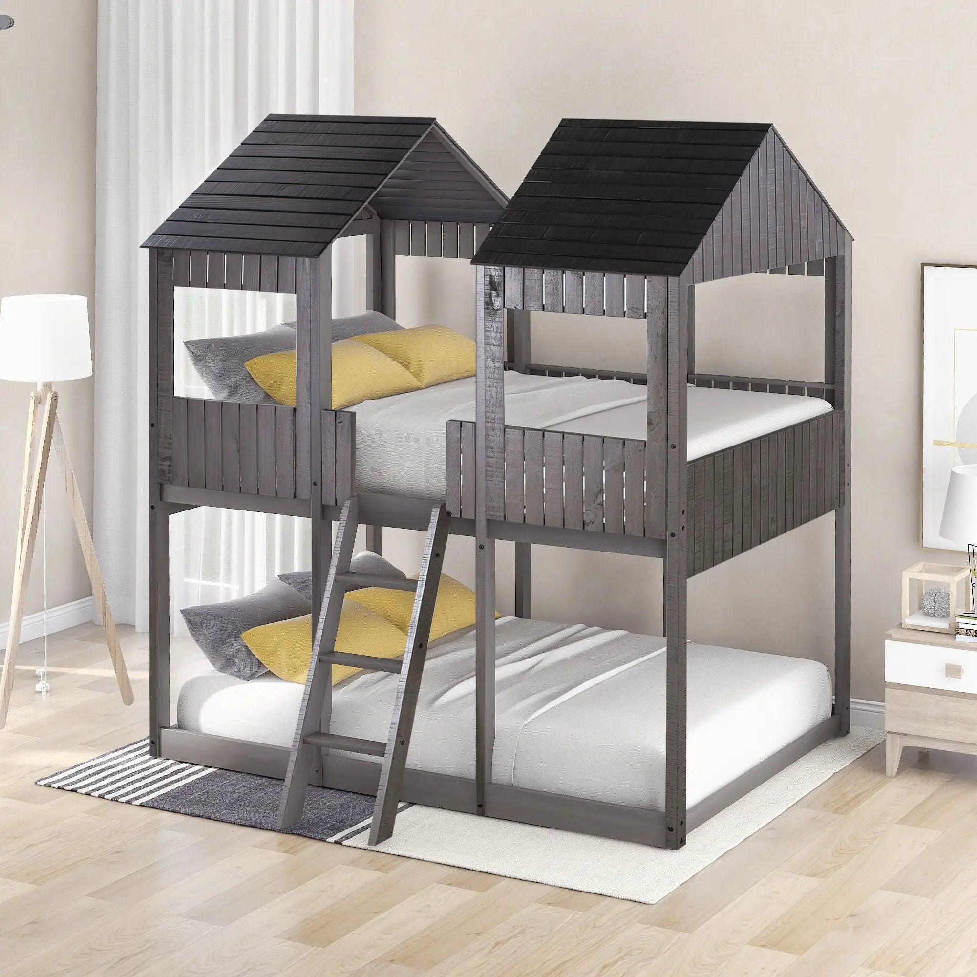 Bunk Bed With Roof, Window, Guardrail, Ladder by HouseOfZazla