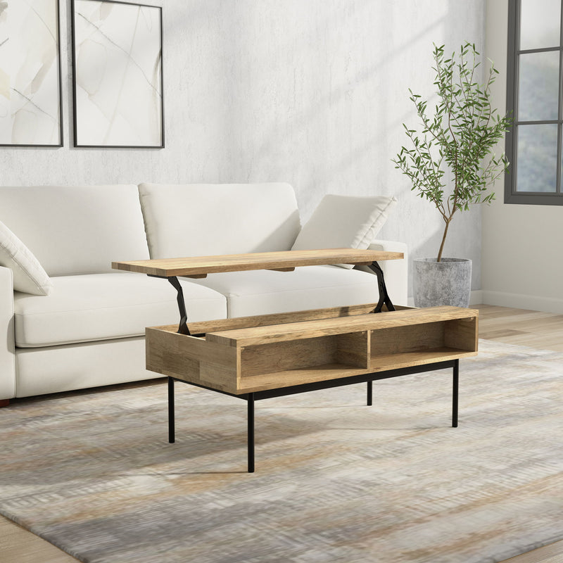 Natural Lift Top Coffee Table with Storage - Mango Wood, photo 3 of 7
