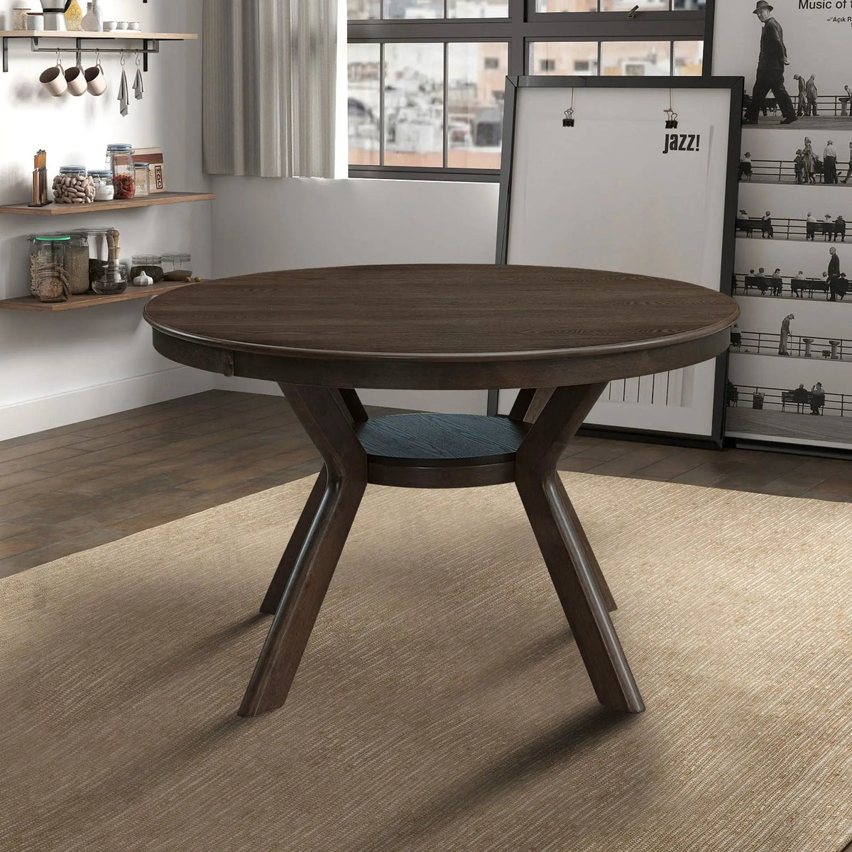 Modern Round Rubber Wood Dining Table for 4-6 by HouseOfZazla