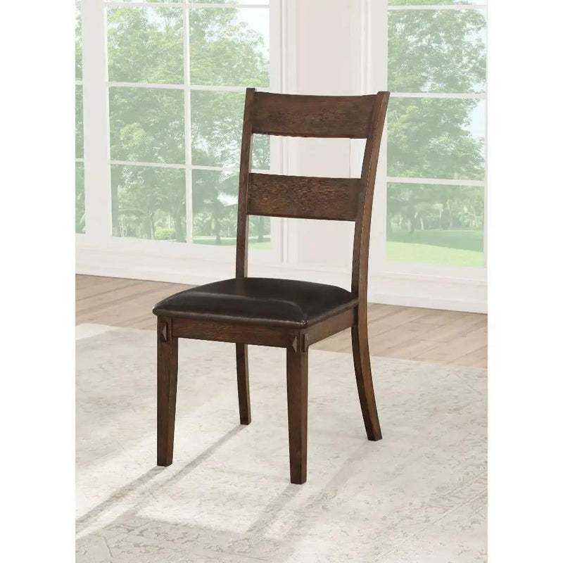 Nabirye - Side Chair (Set of 2) - Esspresso Synthetic Leather & Dark Oak by Unique Piece Furniture