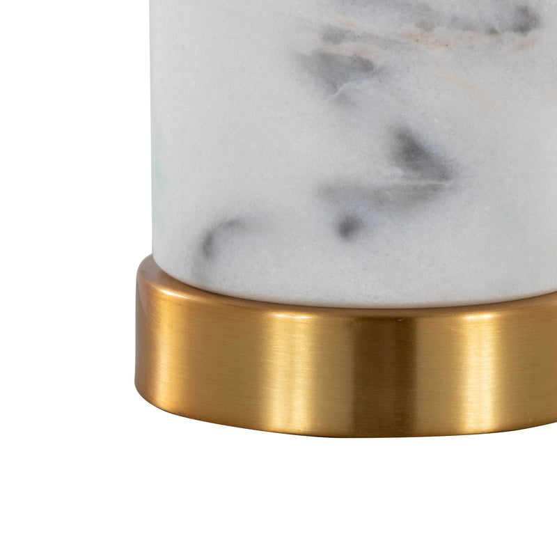 Marabella - Contemporary Marble Table Lamp (Set of 2) - Brass / White by HouseOfZazla