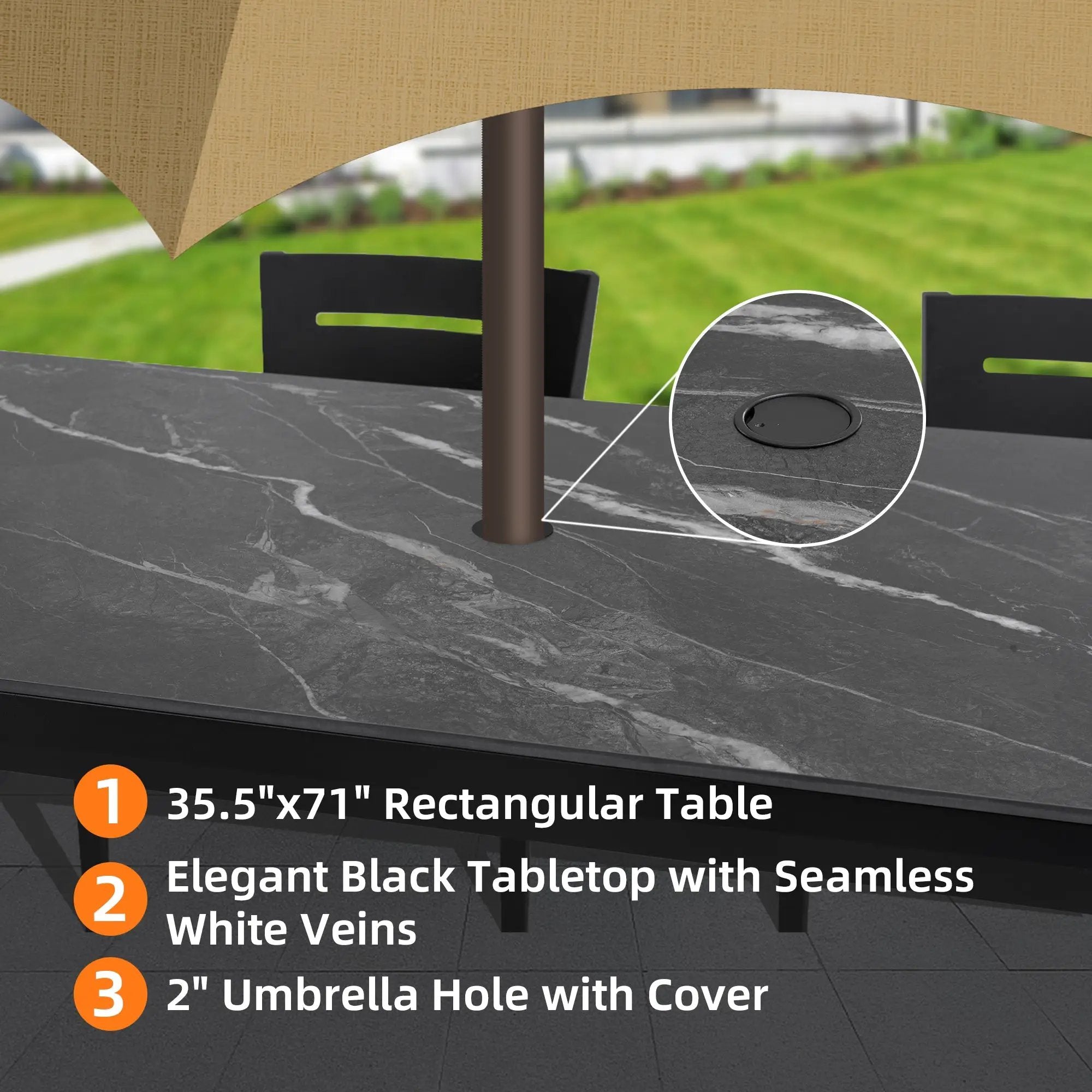 Modern 7-Piece Outdoor Patio Aluminum Dining Set by HouseOfZazla