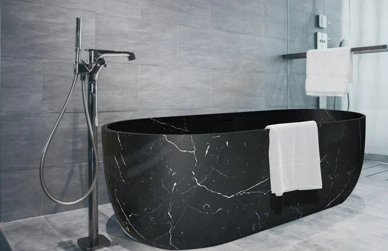 Alexandrette Black Marble Bathtub Hand-carved from Solid Marble Block (W)32" (L)72" (H)20" by GobekDesign