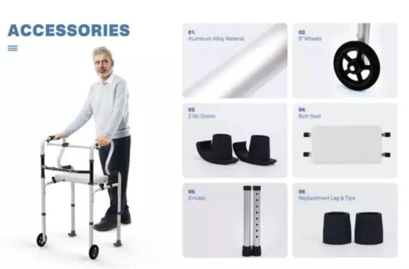 Open Box ElphGuard 4in1 Walkers for Seniors, Front Wheeled Walker, 2 Wheel Standard Walker by Selzalot
