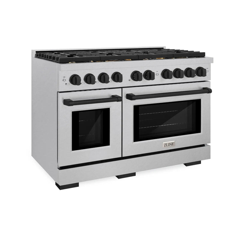 ZLINE 48"Paramount Dual Fuel Range DuraSnow® Matte Black SDRSZ-48-MB by Farmhouse Kitchen and Bath
