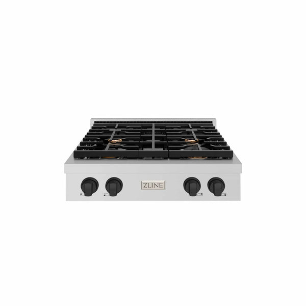 ZLINE 30" Paramount Gas Rangetop Stainless Steel Matte Black SRTZ-30-MB