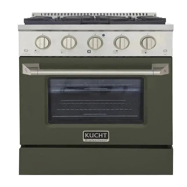 Kucht 30" Propane Range, Stainless Steel, Olive Green Oven Door, KNG301/LP-OG by Farmhouse Kitchen and Bath