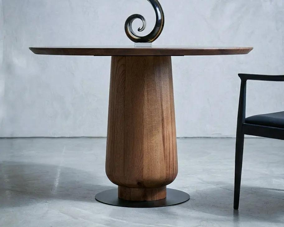 Modern Round Walnut Pedestal Dining Table by Gizz