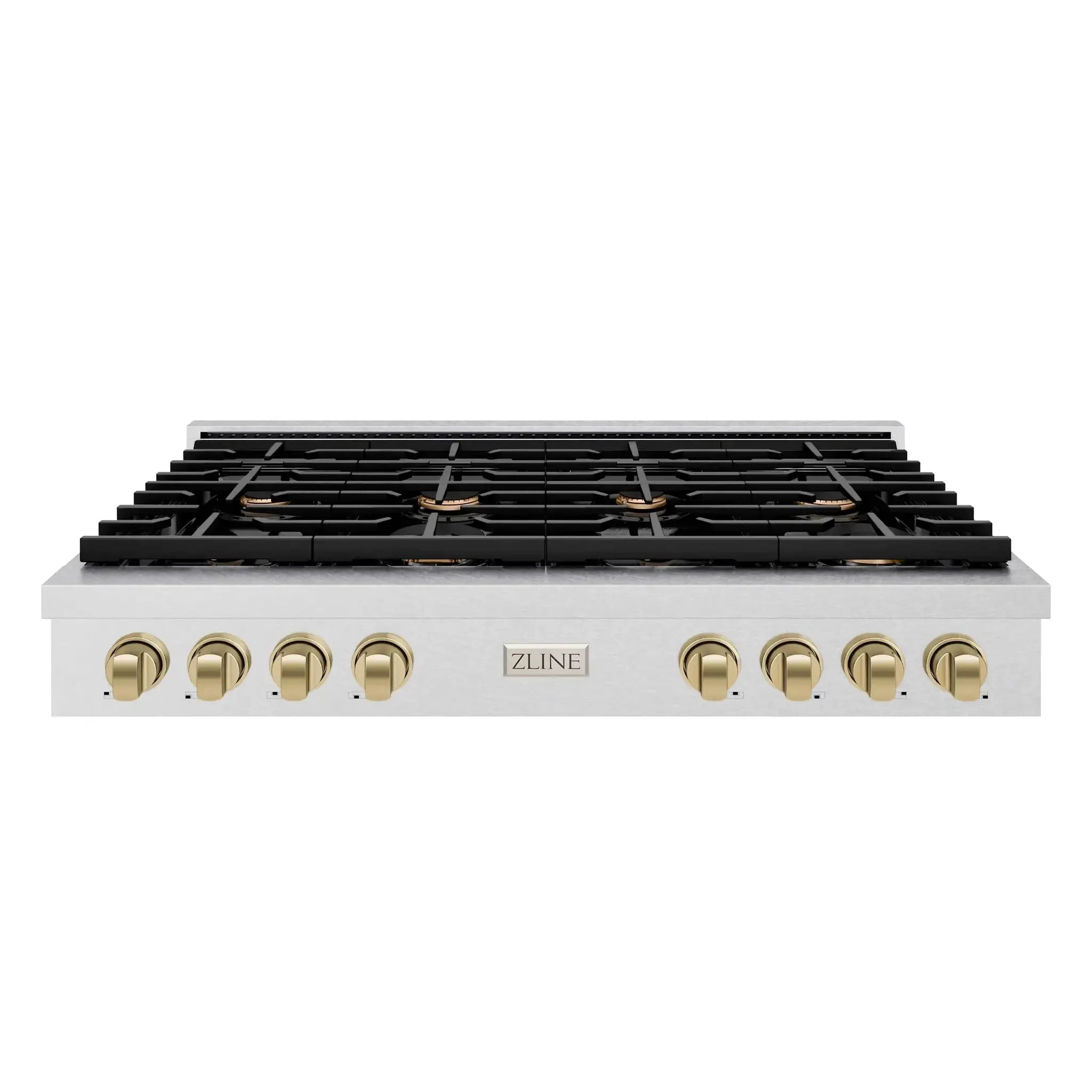 ZLINE 48" Paramount Gas Rangetop DuraSnow® Stainless Steel Champagne Bronze SRTSZ-48-CB by Farmhouse Kitchen and Bath
