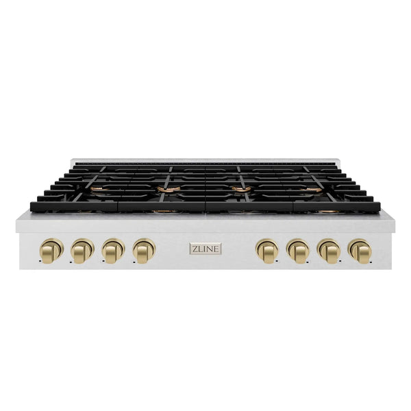 ZLINE 48" Paramount Gas Rangetop DuraSnow® Stainless Steel Champagne Bronze SRTSZ-48-CB