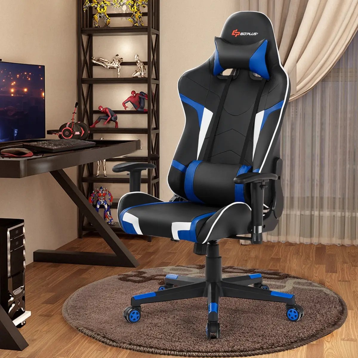 Reclining Swivel Massage Gaming Chair with Lumbar Support by DirectDeals
