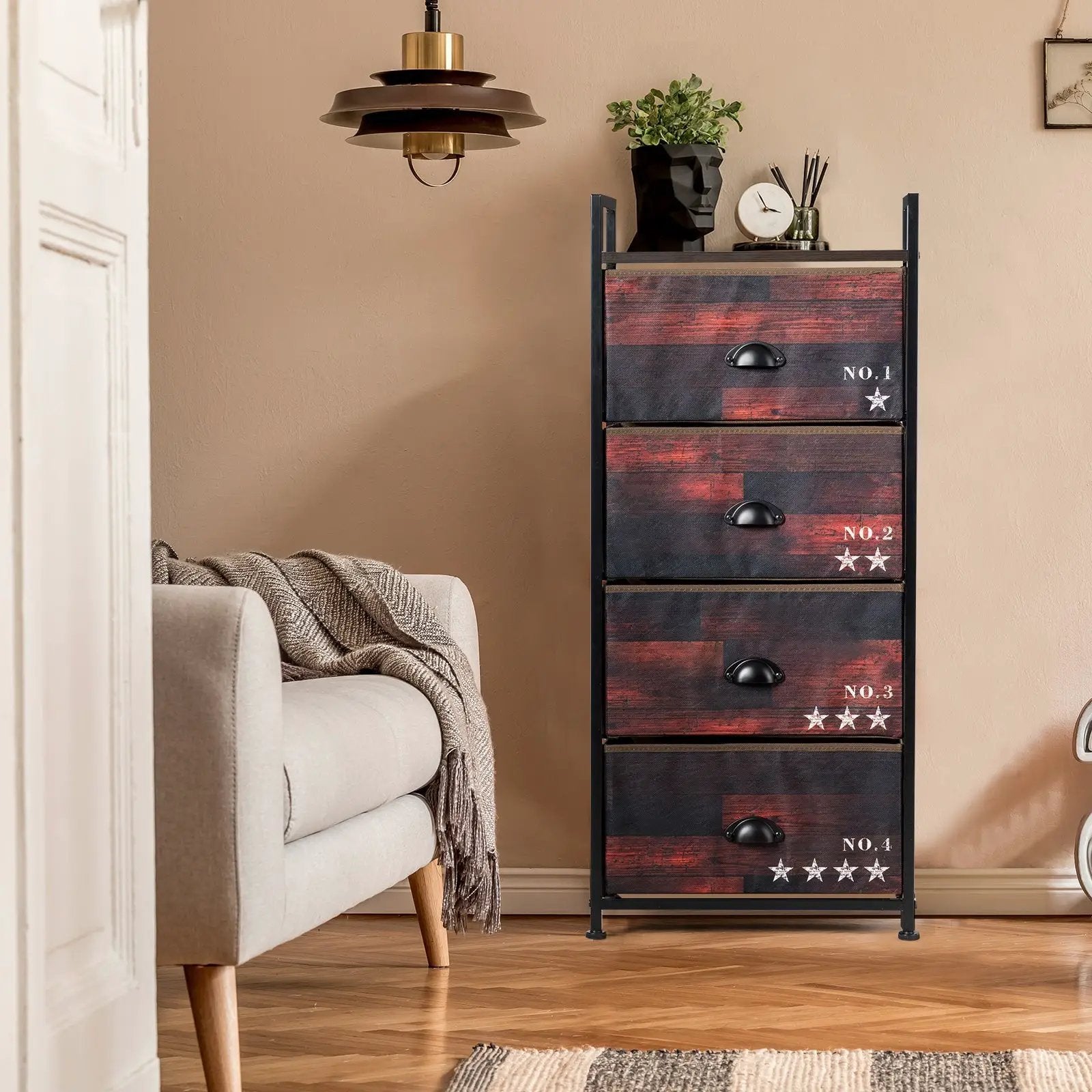 Industrial 4 Fabric Drawers Storage Dresser with Fabric Drawers and Steel Frame by DirectDeals