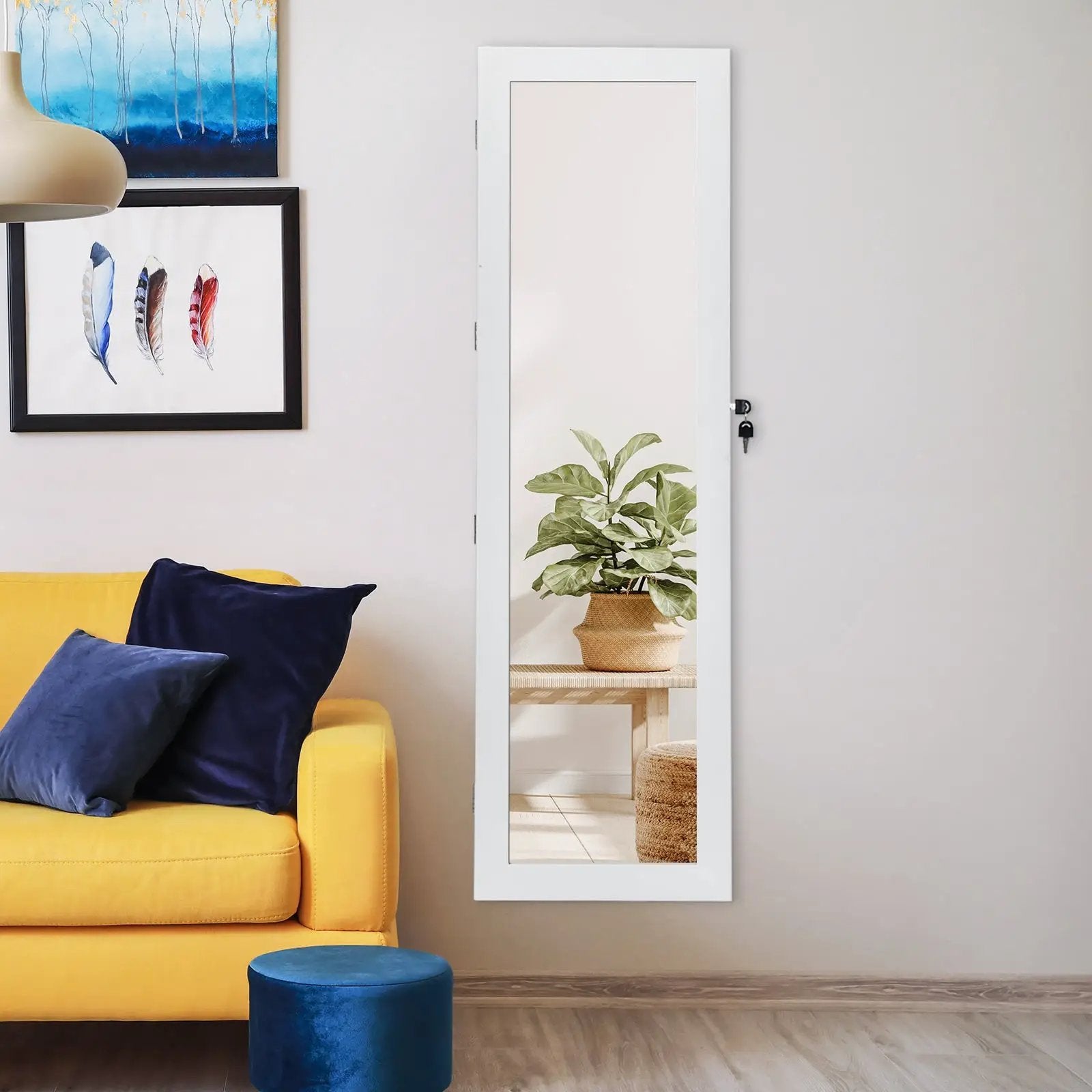 Door Mounted Lockable Mirrored Jewelry Cabinet with LED Lights by DirectDeals