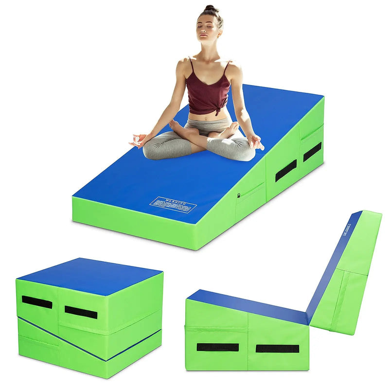 Folding Wedge Exercise Gymnastics Mat with Handles by DirectDeals