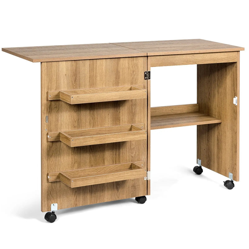 Folding Sewing Craft Table Shelf Storage Cabinet Home Furniture by DirectDeals