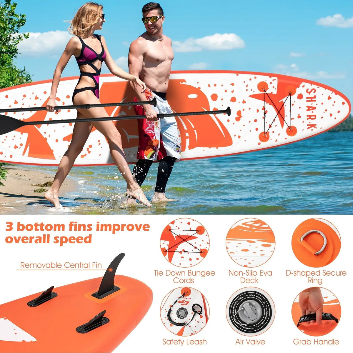 Inflatable Stand Up Paddle Board with Backpack Aluminum Paddle Pump by DirectDeals