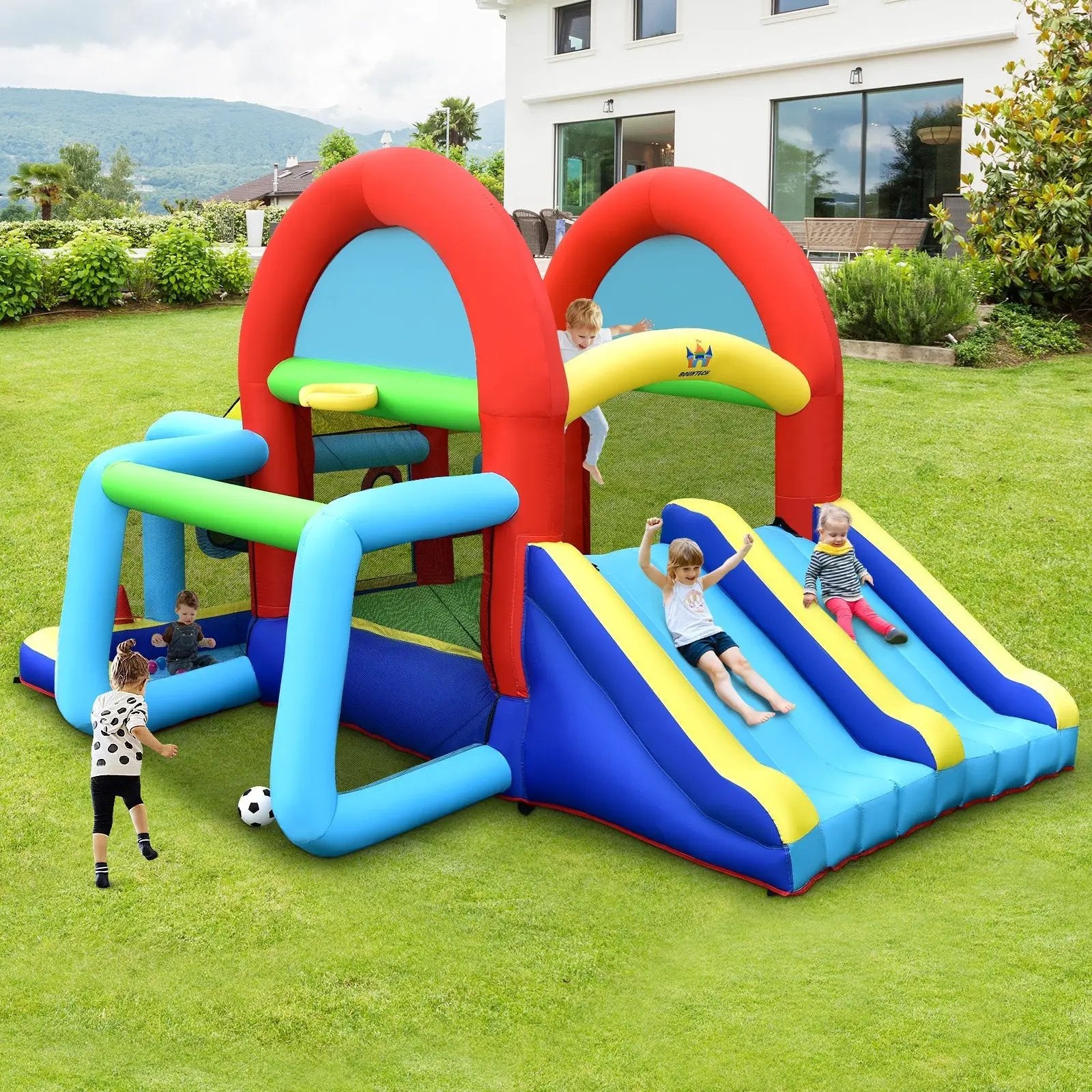 Inflatable Jumping Castle Bounce House with Dual Slides without Blower by DirectDeals